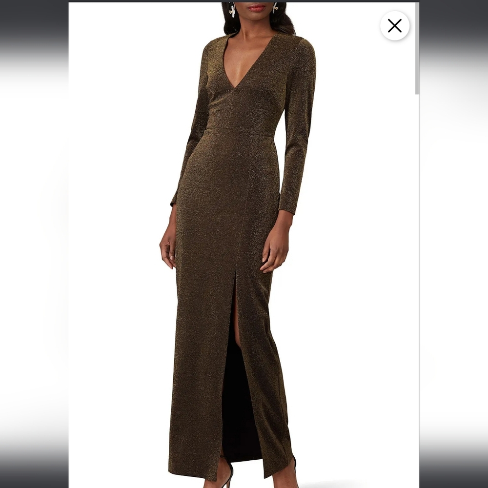 Badgley Mischka Metallic Knit Gown